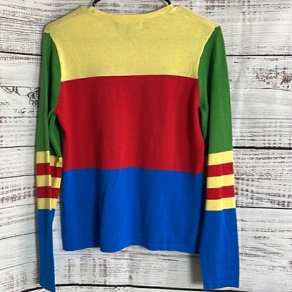 Folio New York sweater Womens size small color block crew Neck cotton Hong Kong - Picture 4 of 8